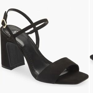 BP. Larrissa Sandal Heel Black Faux Leather Size 7